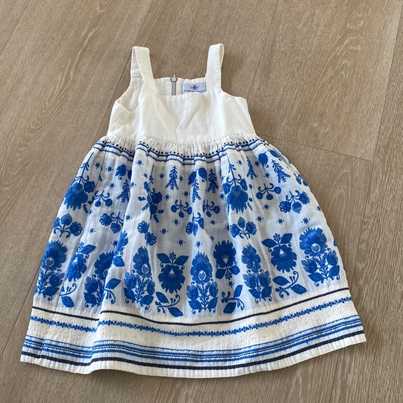 Florence Fancy girls dress! Blue / white dress! Size 4Y - Picture 1 of 7